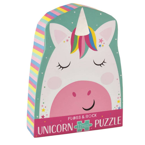 Rainbow Unicorn 12pc Shaped Jigsaw Puzzle with Shaped Box