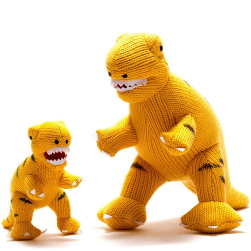 Knitted Yellow T Rex Dinosaur Plush Toy