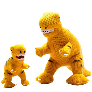 Knitted Yellow T Rex Dinosaur Plush Toy