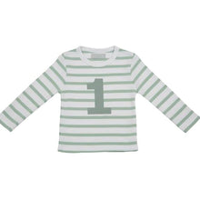 Load image into Gallery viewer, Seafoam &amp; White Birthday Top (Available in ages 1-5)